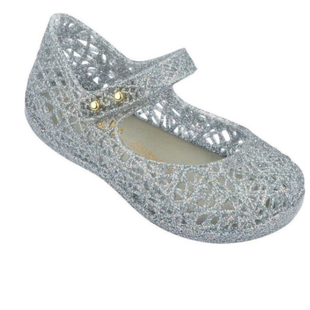 Mini Melissa Mini Campana Zig Zag Mary Jane Silver